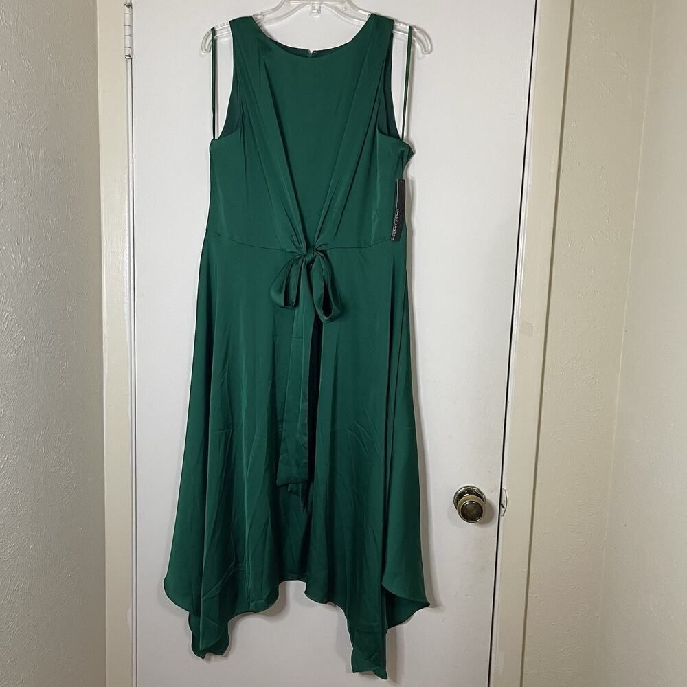 NEW! Maggy London Emerald Green sleeveless midi wrap a line dress US 16